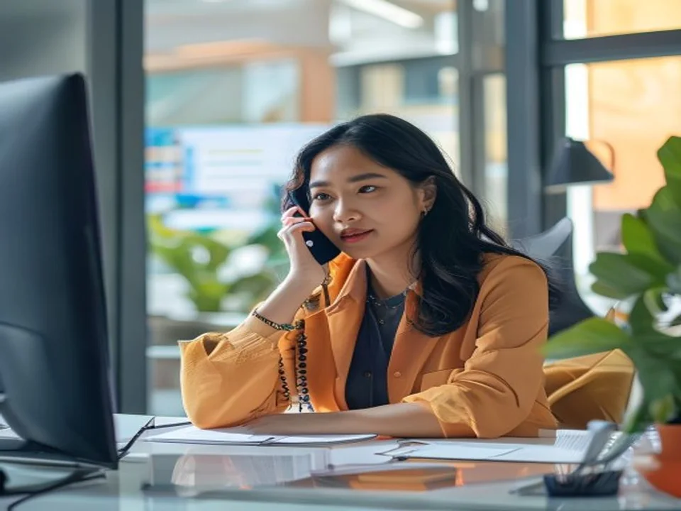 A customer-operations professional coordinates an appointment by phone.
