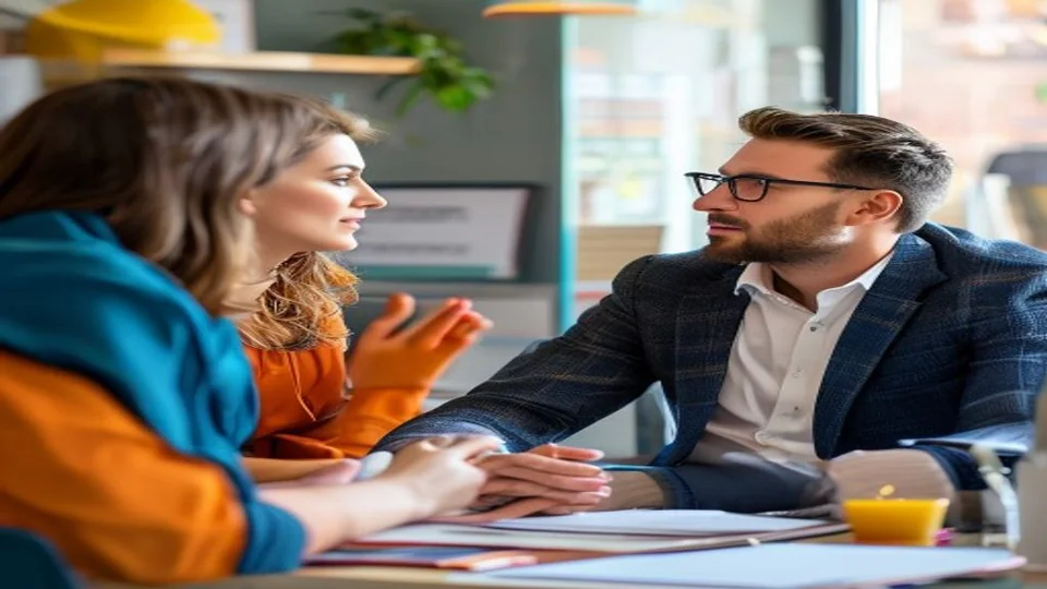 A manager gives specific feedback using a reference example.