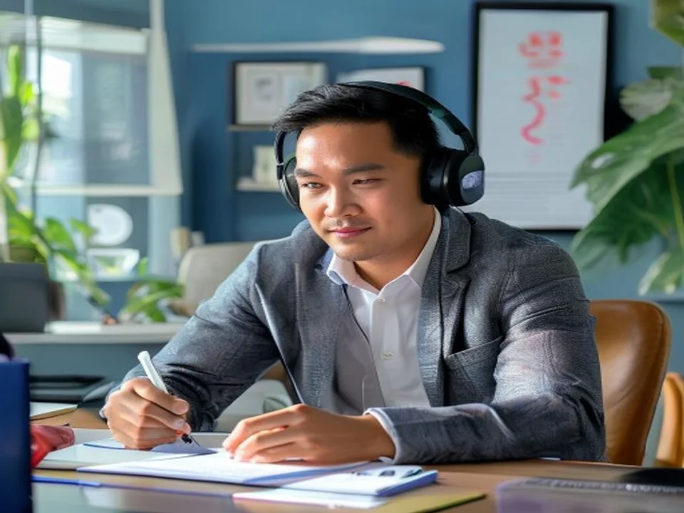 A recruitment coordinator prepares notes for an interview.